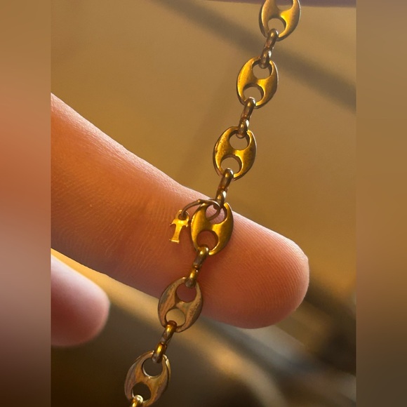 24K HGE Vintage Gold Chain Bracelet Oval Link with Charm - Picture 9 of 10